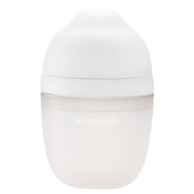 Biberon Anticolici Mombella Breast-Like, 210ml, Tetina M flux mediu, 100% Silicon, Ivory KRT8137