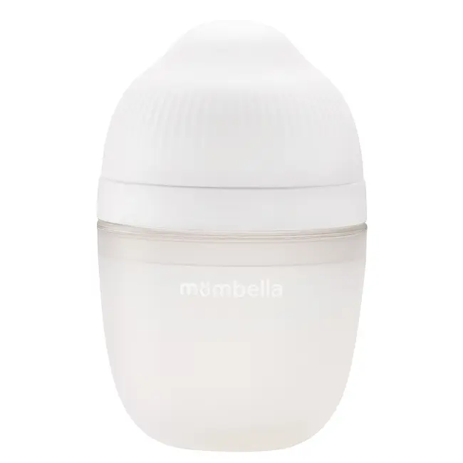 Biberon Anticolici Mombella Breast-Like, 210ml, Tetina M flux mediu, 100% Silicon, Ivory KRT8137