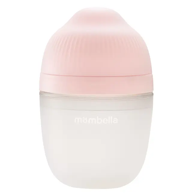 Biberon Anticolici Mombella Breast-Like, 210ml, Tetina M flux mediu, 100% Silicon, Old Roze KRT8139
