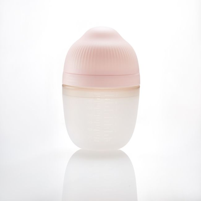Biberon Anticolici Mombella Breast-Like, 210ml, Tetina M flux mediu, 100% Silicon, Old Roze KRT8139