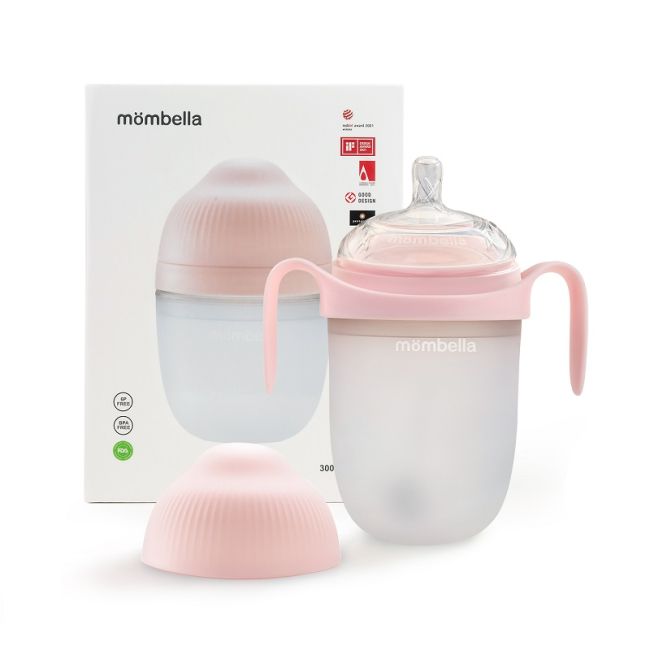 Biberon Anticolici Mombella Breast-Like, 300ml, Tetina 360° XL Flux Consistent, 100% Silicon, Old Roze KRT8163