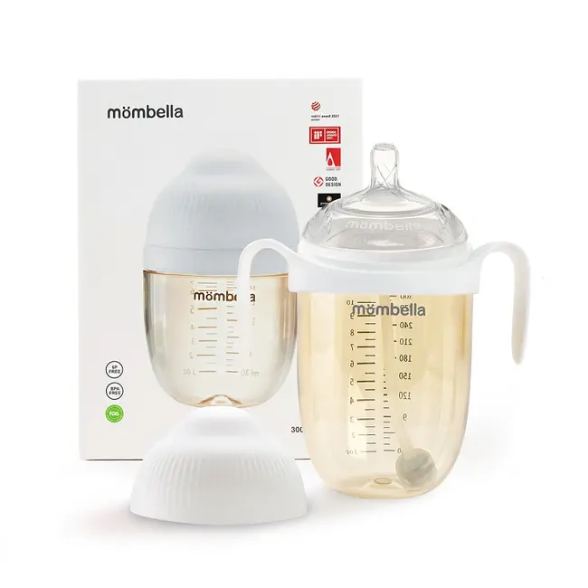 Biberon Anticolici Mombella Breast-Like, 300ml, Tetina 360&deg; XL Flux Consistent, PPSU, Ivory KRT8164