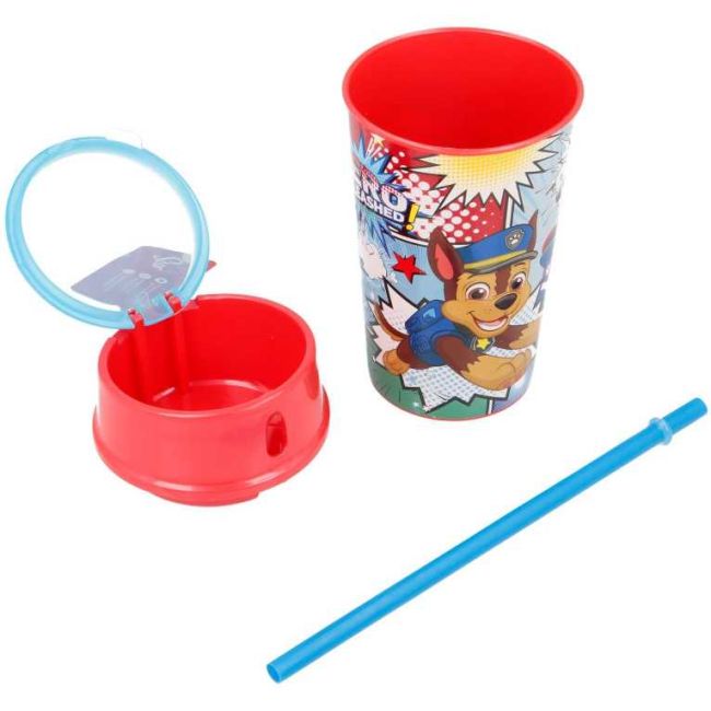 Cana cu pai, capac si compartiment alimente Paw Patrol 400 ml SunCity STF18901 BBJSTF18901_Albastru