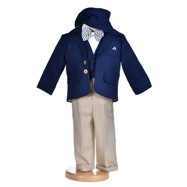 Costum botez baiat, albastru temerar, 5 piese, Denikos® H002 NKO5851