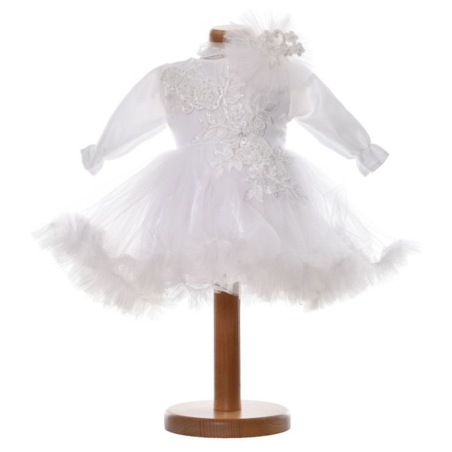 Rochie botez fata, culoare alb diafan, 2 piese, Denikos® H039 NKO5888