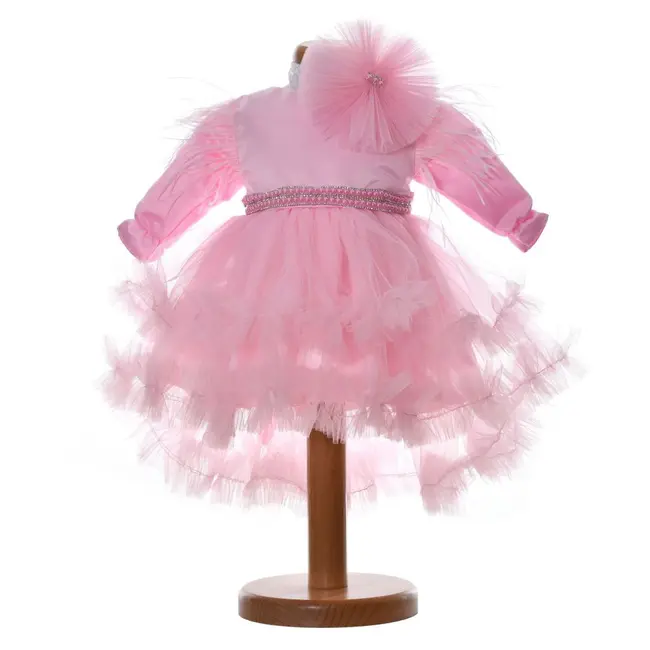 Rochie botez fetita, cu volanase, culoare roz, 2 piese, Denikos&reg; H034 NKO5883