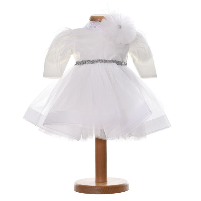 Rochie botez fetita eleganta, culoare alb imaculat, 2 piese, Denikos® H040 NKO5889