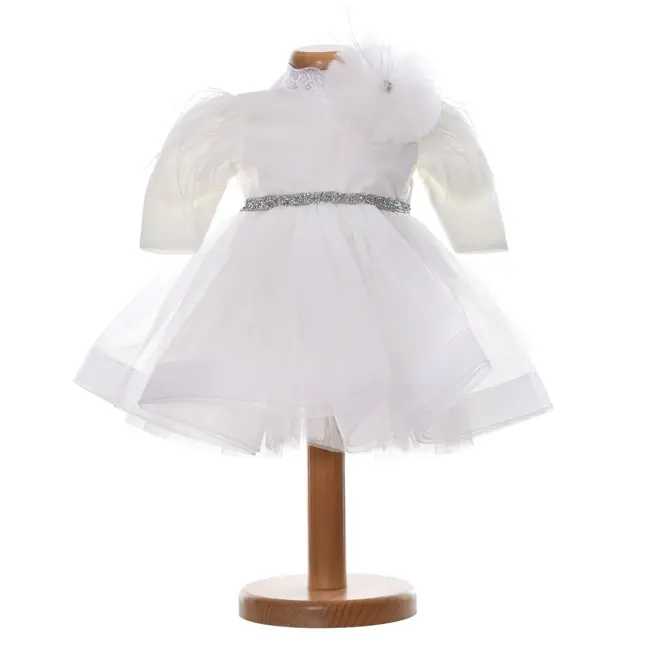 Rochie botez fetita eleganta, culoare alb imaculat, 2 piese, Denikos&reg; H040 NKO5889