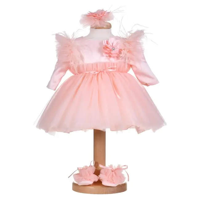 Rochita botez fete, culoare somon, 3 piese, Denikos&reg; H028 NKO5877