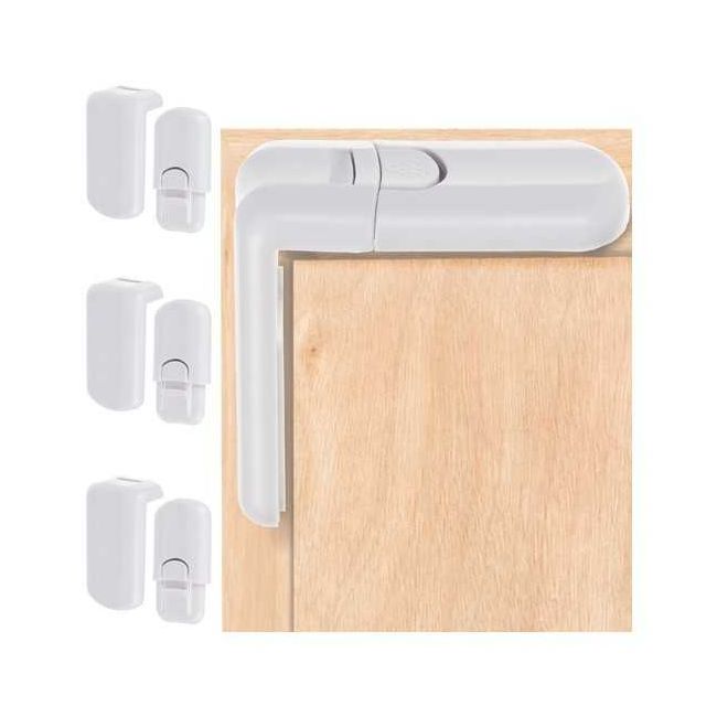 Set 4 sisteme de siguranta pentru sertare si dulapuri, 7.5x4 cm Malatec MY6832 BBJMY6832_Alb