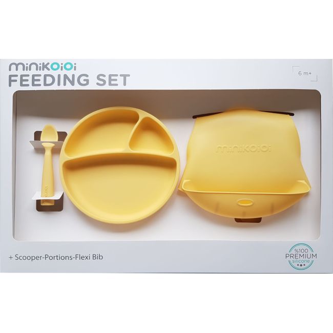 Set de hranire BWL II Minikoioi, 100% Premium Silicone – Mellow Yellow KRT101070019