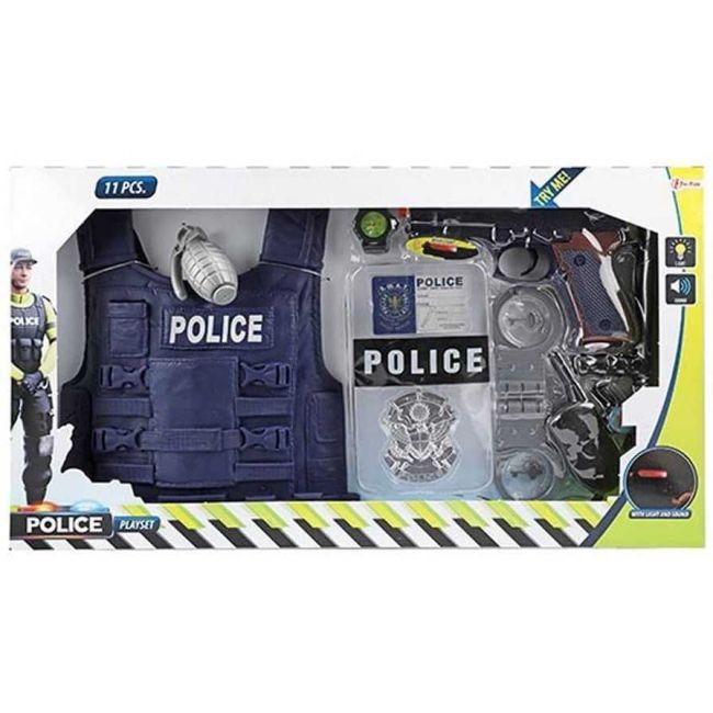 Set politie 10 piese cu vesta, pistol si catuse Toi-Toys TT32648A BBJTT32648A_Initiala