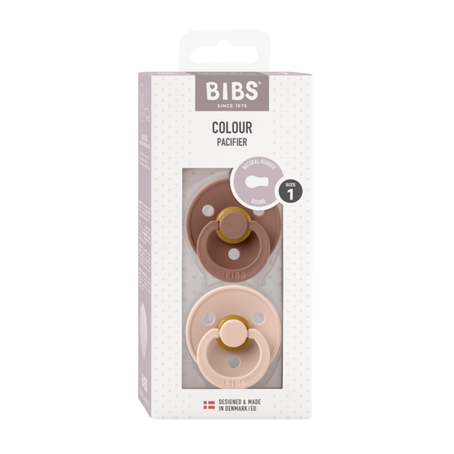 Bibs - set 2 suzete colour latex, tetina rotunda, 0 luni +-blush/woodchuck  bbb110215