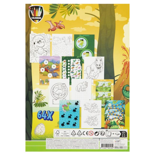 Carte de colorat cu activitati - dinozaur