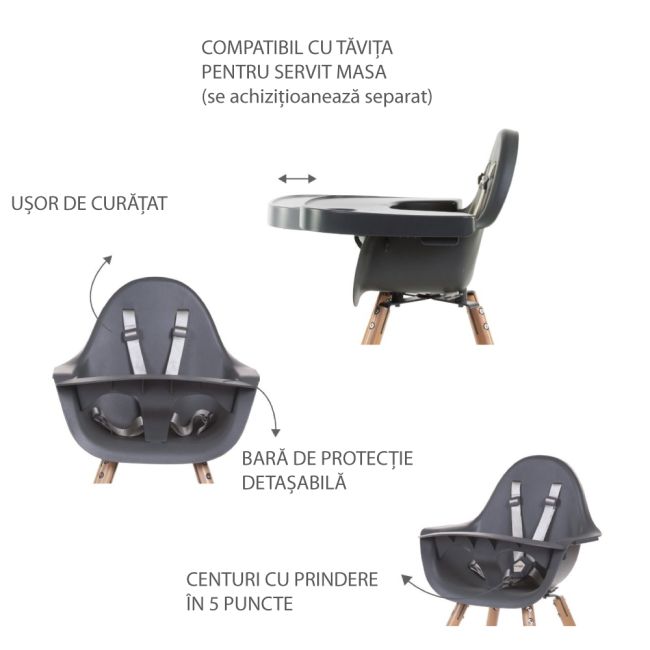 Scaun de masa reglabil in inaltime Childhome Evolu 2 Nuc/Negru ERFCH-CHEVOCHNBL