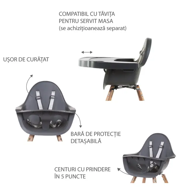 Scaun de masa reglabil in inaltime Childhome Evolu 2 Nuc/Negru ERFCH-CHEVOCHNBL