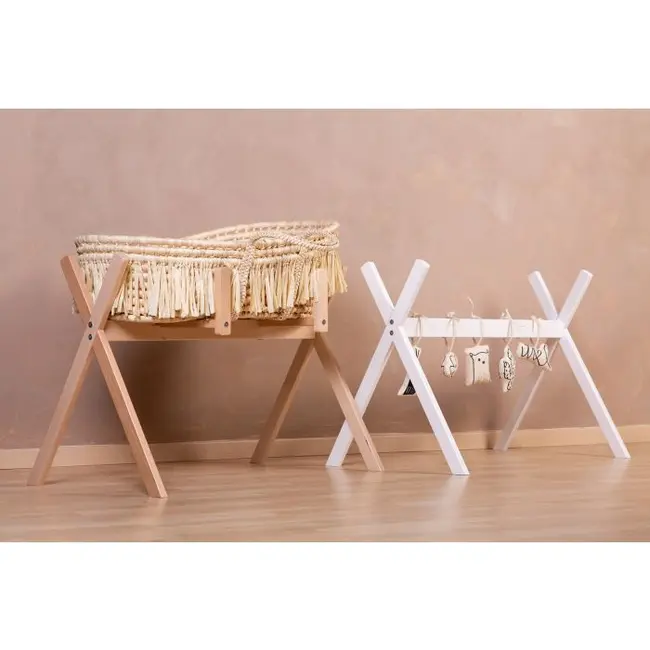 Suport pentru Cos bebe Moise Childhome si Centru de activitati, Lemn Alb ERFCH-TIPMBSW