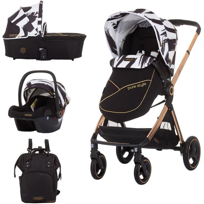 Carucior chipolino elite 3 in 1 black white hubkket02301bw