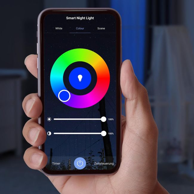 Lampa de veghe inteligenta cu senzor de miscare, comunicare wireless cu smartphone, temporizator, Reer NightGuide SmartLight 52460