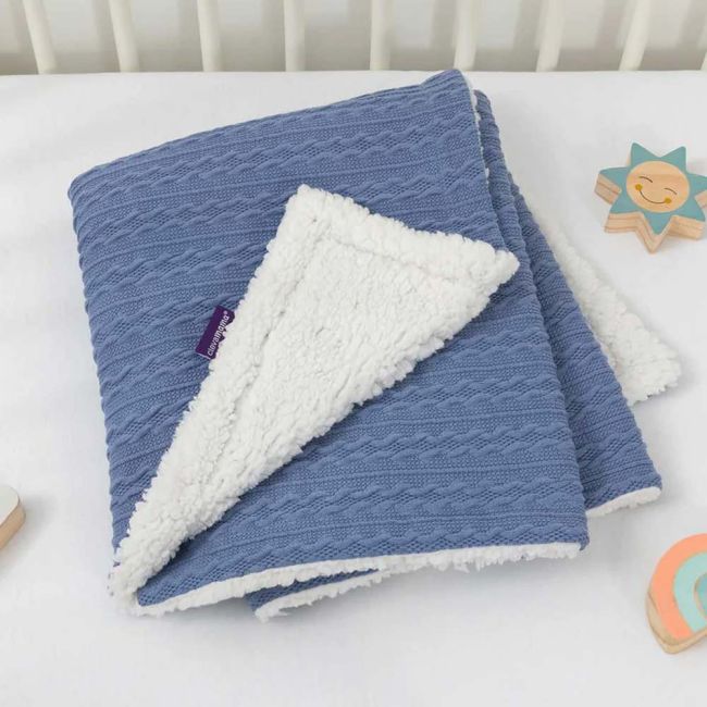 Paturica Lux Sherpa pentru bebelusi 75 x 100 cm blue Clevamama 3483 SUPclvm_3483