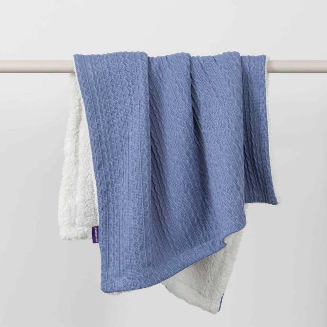 Paturica Lux Sherpa pentru bebelusi 75 x 100 cm blue Clevamama 3483 SUPclvm_3483
