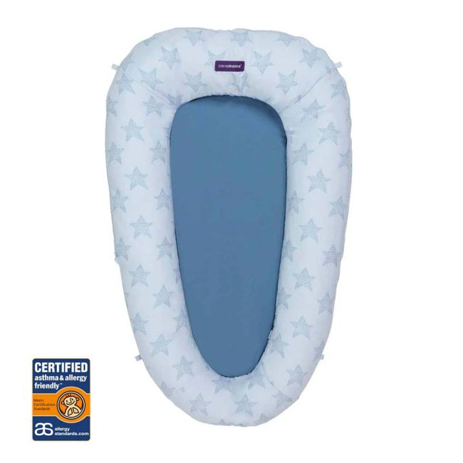 Salteluta bebelusi pentru dormit Clevamama blue 3213, testata impotriva alergenilor, certificata asthma & allergy friendly™ SUPclvm_3213