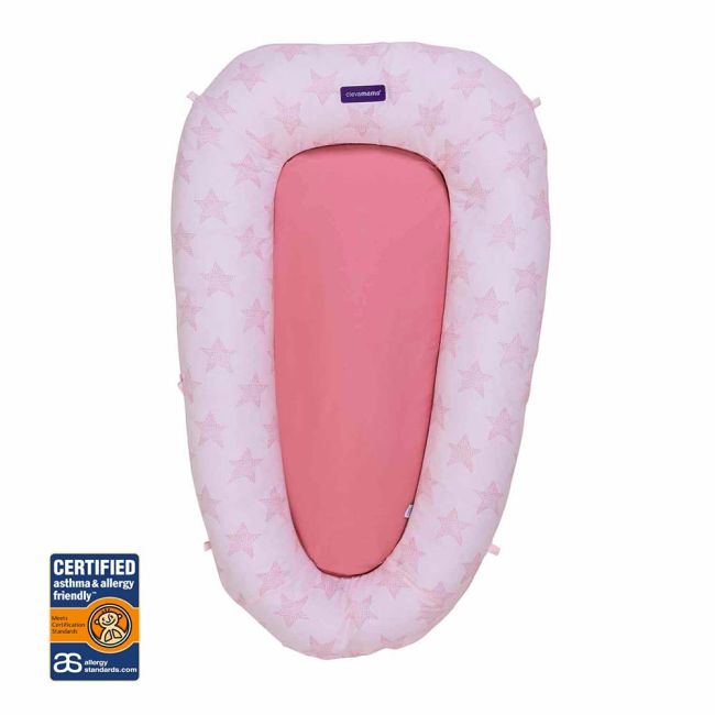 Salteluta bebelusi pentru dormit Clevamama pink 3212, testata impotriva alergenilor, certificata asthma & allergy friendly™ SUPclvm_3212