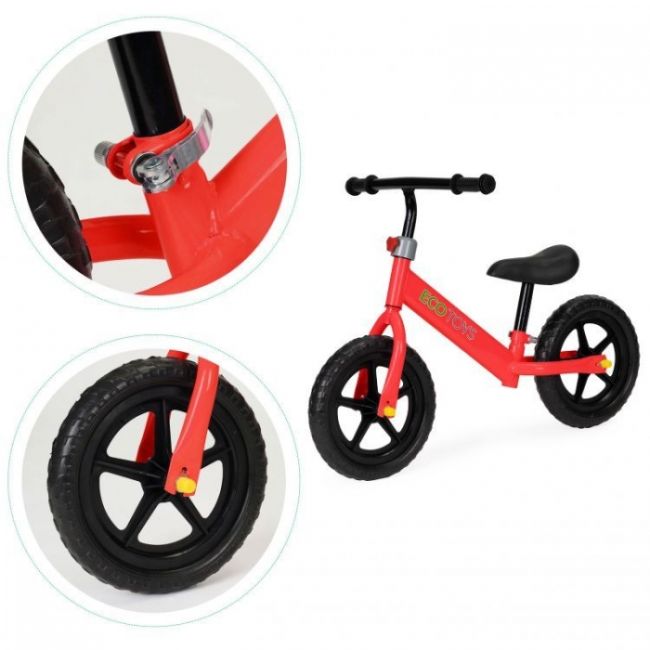 Bicicleta fara pedale cu roti din spuma eva ecotoys jm-763 - rosu edeedijm-763red