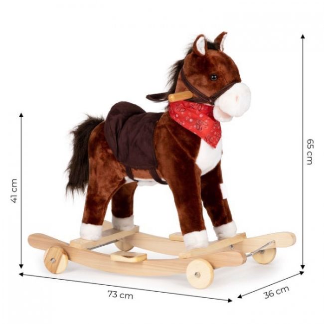 Calut balansoar cu roti, sunete si coada in miscare ecotoys xl-106w - maro edeedixl-106wbrown