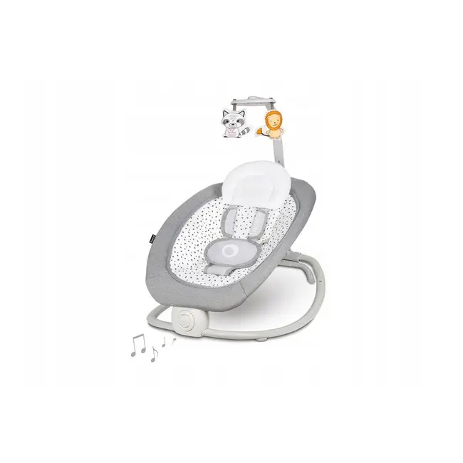 Lionelo - Fotoliu balansoar cu vibratii, Pascal Scandi, Cu 12 melodii linistitoare, Pliabil, 80x49 cm, Gri Deschis BYNLO-PASCAL_GREY_DOVE