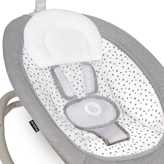 Lionelo - Fotoliu balansoar cu vibratii, Pascal Scandi, Cu 12 melodii linistitoare, Pliabil, 80x49 cm, Gri Deschis BYNLO-PASCAL_GREY_DOVE