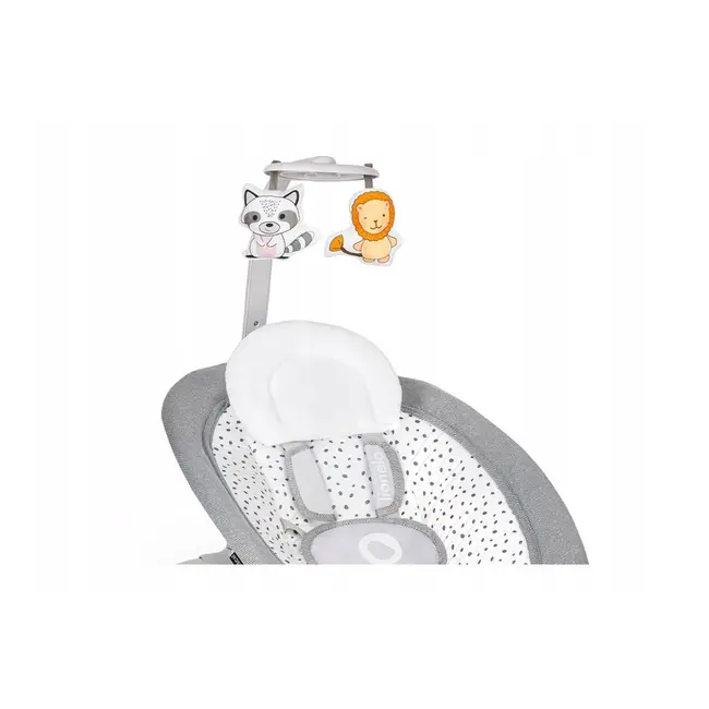 Lionelo - Fotoliu balansoar cu vibratii, Pascal Scandi, Cu 12 melodii linistitoare, Pliabil, 80x49 cm, Gri Deschis BYNLO-PASCAL_GREY_DOVE