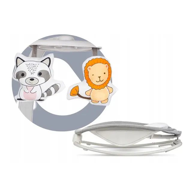 Lionelo - Fotoliu balansoar cu vibratii, Pascal Scandi, Cu 12 melodii linistitoare, Pliabil, 80x49 cm, Gri Deschis BYNLO-PASCAL_GREY_DOVE