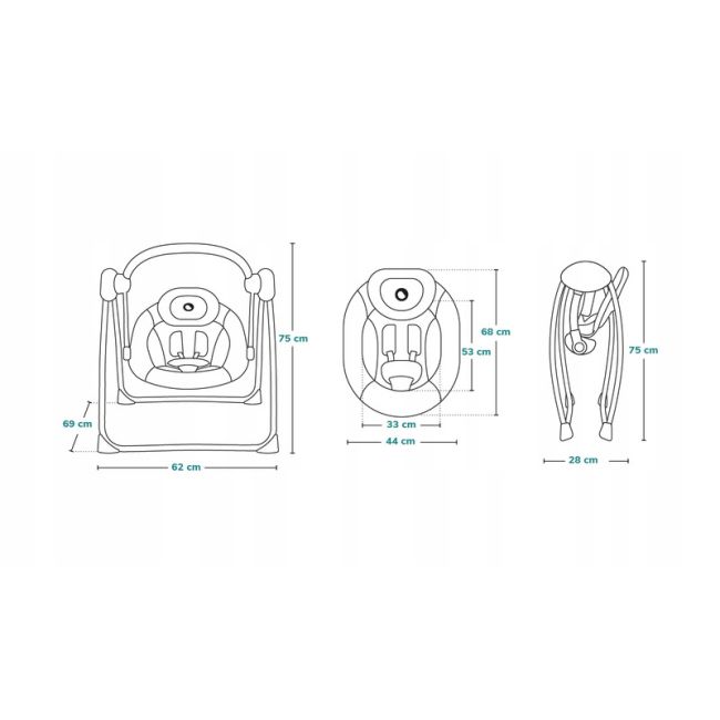 Lionelo - Fotoliu balansoar electric, Ruben, Cu spatar reglabil, Cu 12 melodii relaxante si sunete ale naturii, Cu 3 programe de balansare automata, Conform cu standardul european EN 16232, 68x65 cm, Roz BYNLO-RUBEN_PINK_BABY