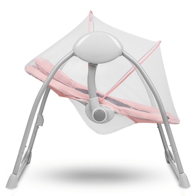 Lionelo - Fotoliu balansoar electric, Ruben, Cu spatar reglabil, Cu 12 melodii relaxante si sunete ale naturii, Cu 3 programe de balansare automata, Conform cu standardul european EN 16232, 68x65 cm, Roz BYNLO-RUBEN_PINK_BABY