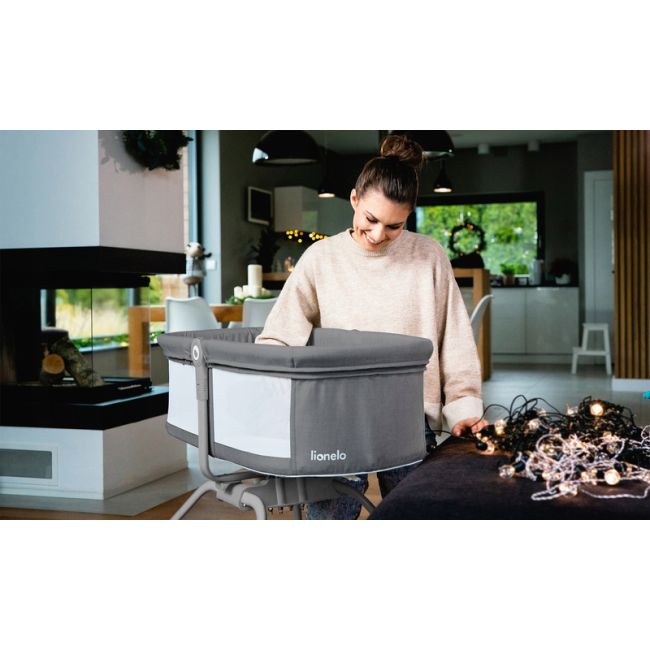 Lionelo - Patut balansoar Malin, 3 in 1, Pliabil, 0-9 kg, Geanta Transport, Asamblare Rapida, Ultra-Usor, Conform cu standardele europeane de securitate EN1130 si EN16890, Gri BYNLO-MALIN_GREY_STONE