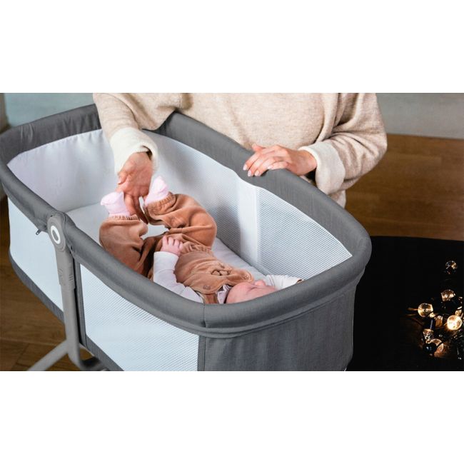 Lionelo - Patut balansoar Malin, 3 in 1, Pliabil, 0-9 kg, Geanta Transport, Asamblare Rapida, Ultra-Usor, Conform cu standardele europeane de securitate EN1130 si EN16890, Gri BYNLO-MALIN_GREY_STONE