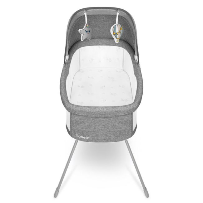 Lionelo - Patut balansoar Malin, 3 in 1, Pliabil, 0-9 kg, Geanta Transport, Asamblare Rapida, Ultra-Usor, Conform cu standardele europeane de securitate EN1130 si EN16890, Gri BYNLO-MALIN_GREY_STONE
