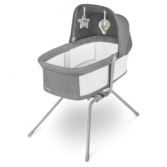 Lionelo - Patut balansoar Malin, 3 in 1, Pliabil, 0-9 kg, Geanta Transport, Asamblare Rapida, Ultra-Usor, Conform cu standardele europeane de securitate EN1130 si EN16890, Gri BYNLO-MALIN_GREY_STONE