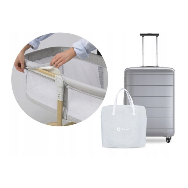 Lionelo - Patut balansoar Malin, 3 in 1, Pliabil, 0-9 kg, Geanta Transport, Asamblare Rapida, Ultra-Usor, Conform cu standardele europeane de securitate EN1130 si EN16890, Gri BYNLO-MALIN_GREY_STONE