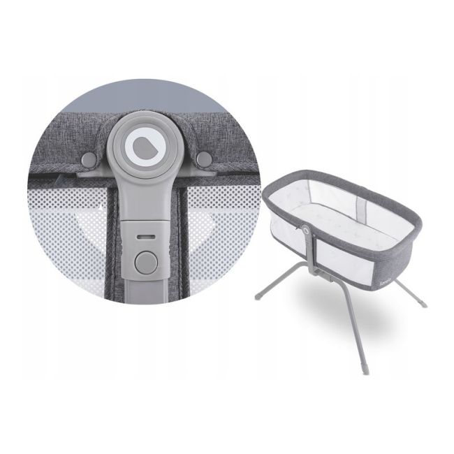Lionelo - Patut balansoar Malin, 3 in 1, Pliabil, 0-9 kg, Geanta Transport, Asamblare Rapida, Ultra-Usor, Conform cu standardele europeane de securitate EN1130 si EN16890, Gri BYNLO-MALIN_GREY_STONE