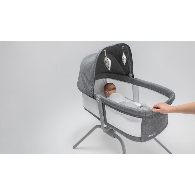 Lionelo - Patut balansoar Malin, 3 in 1, Pliabil, 0-9 kg, Geanta Transport, Asamblare Rapida, Ultra-Usor, Conform cu standardele europeane de securitate EN1130 si EN16890, Gri BYNLO-MALIN_GREY_STONE