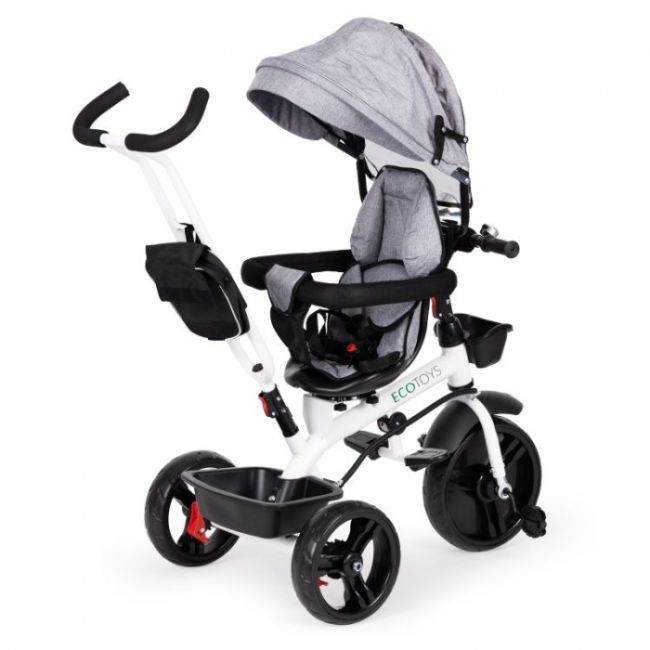 Tricicleta cu sezut reversibil ecotoys jm-322 - gri edeedijm-322grey
