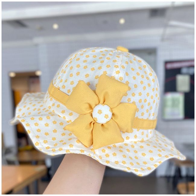Palariuta ivoire pentru fetite - Yellow flower MDHAT357-2-pa02