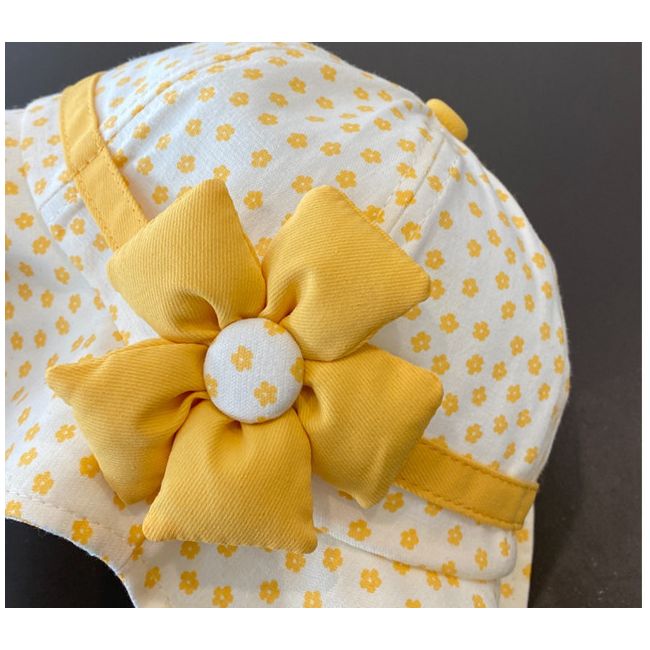 Palariuta ivoire pentru fetite - Yellow flower MDHAT357-2-pa02