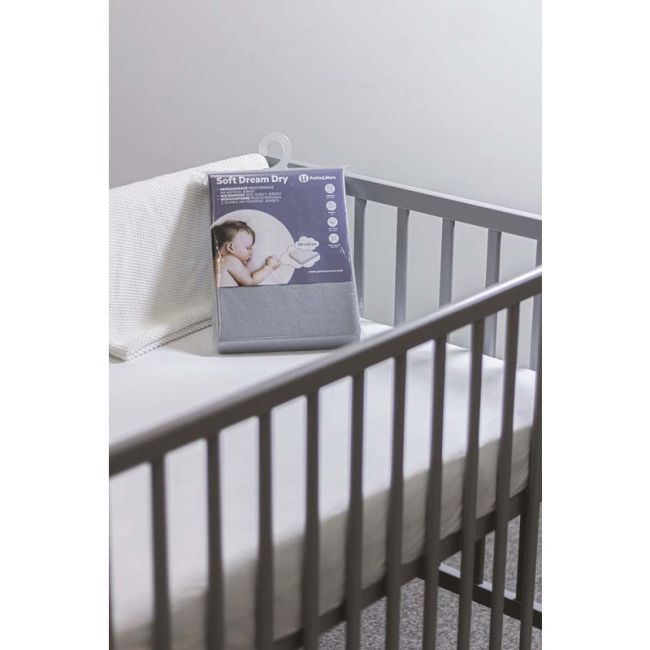 Petite&Mars - Cearceaf impermeabil cu eleastic, Soft Dream Dry, Lavabil la masina pana la 95 de garde, 120x60 cm, Alb BYN313401