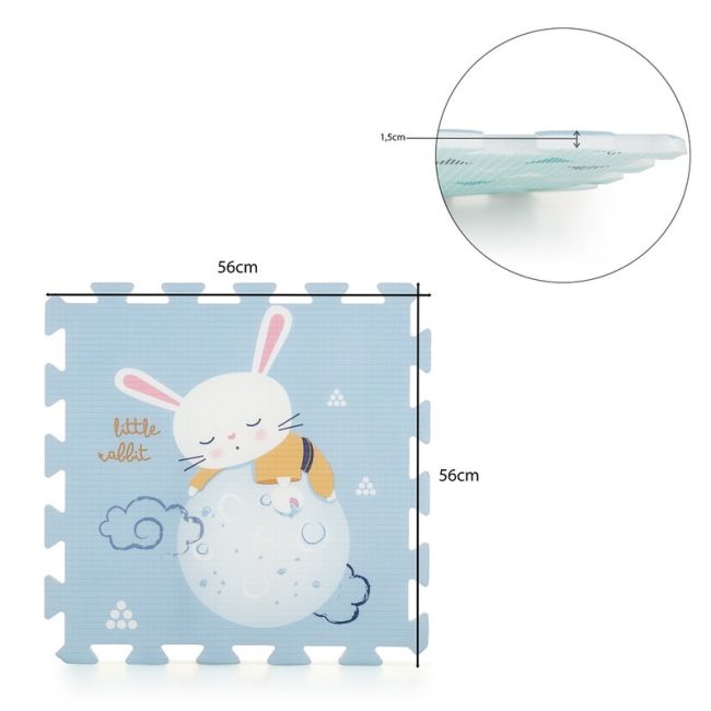 Petite&Mars - Covoras puzzle din spuma, Format din 6 piese reversibile, 116x174x1.5 cm, Multicolor BYN436072