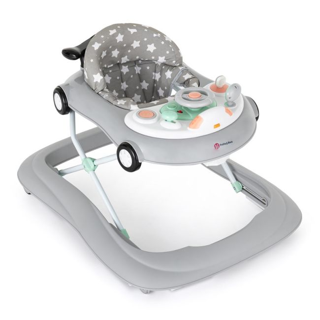Petite&Mars - Premergator muzical cu panou interactiv si lumini Cabrio, Inaltime reglabila pe 3 pozitii, 6 luni+, Gri BYN857902