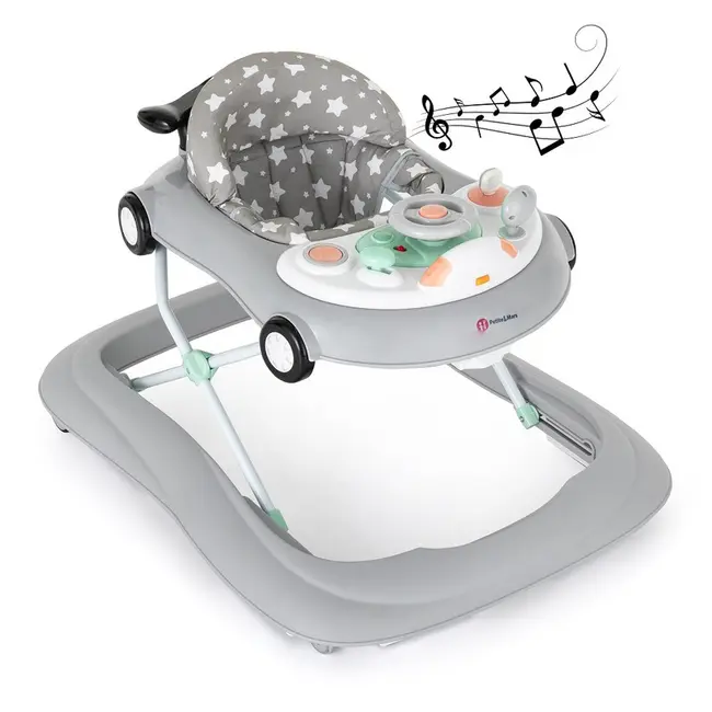 Petite&Mars - Premergator muzical cu panou interactiv si lumini Cabrio, Inaltime reglabila pe 3 pozitii, 6 luni+, Gri BYN857902