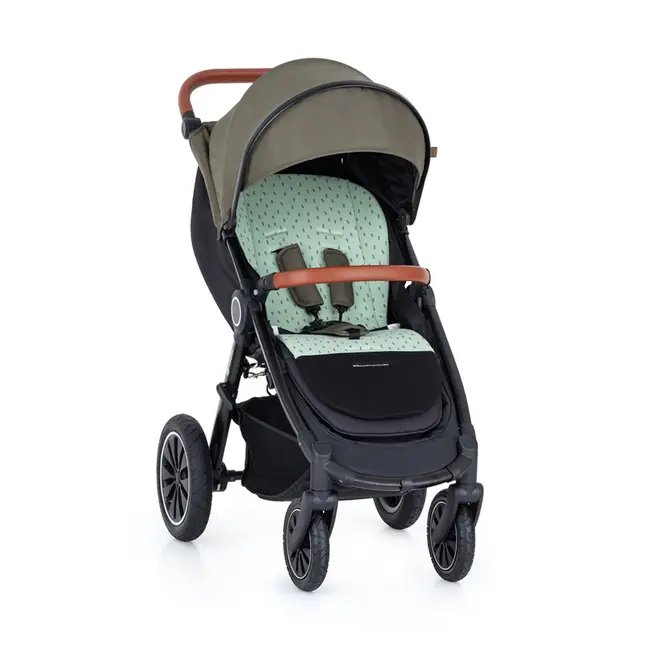 Petite&Mars - Salteluta pentru carucior din spuma cu memorie, Reversibila, Din bumbac, Design copacei, Verde BYN502111